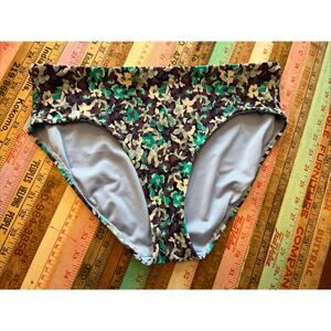 Athleta M High Waist Bikini Bottom Size M Medium Elysian Floral Purple Teal